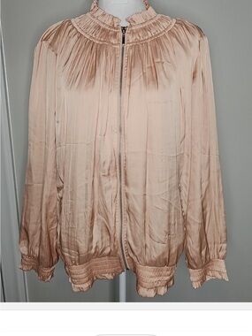 Chico's Shirred Bomber Jacket in the colorway Frosted Petal.